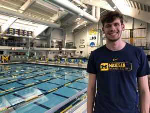 Borges practices six times per week, twice a day, at the Canham Natatorium.