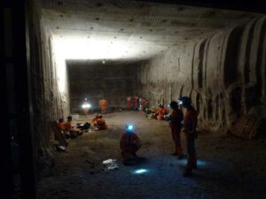 Inside the Boulby Underground Laboratory, at a depth of 1,100 meters in the Boulby mine, near Boulby, England. The WATCHMAN detector would be placed in an excavated cavern and is slated to become operational in approximately 2023.