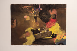 Painting by Ellen Wilt of Car Accident