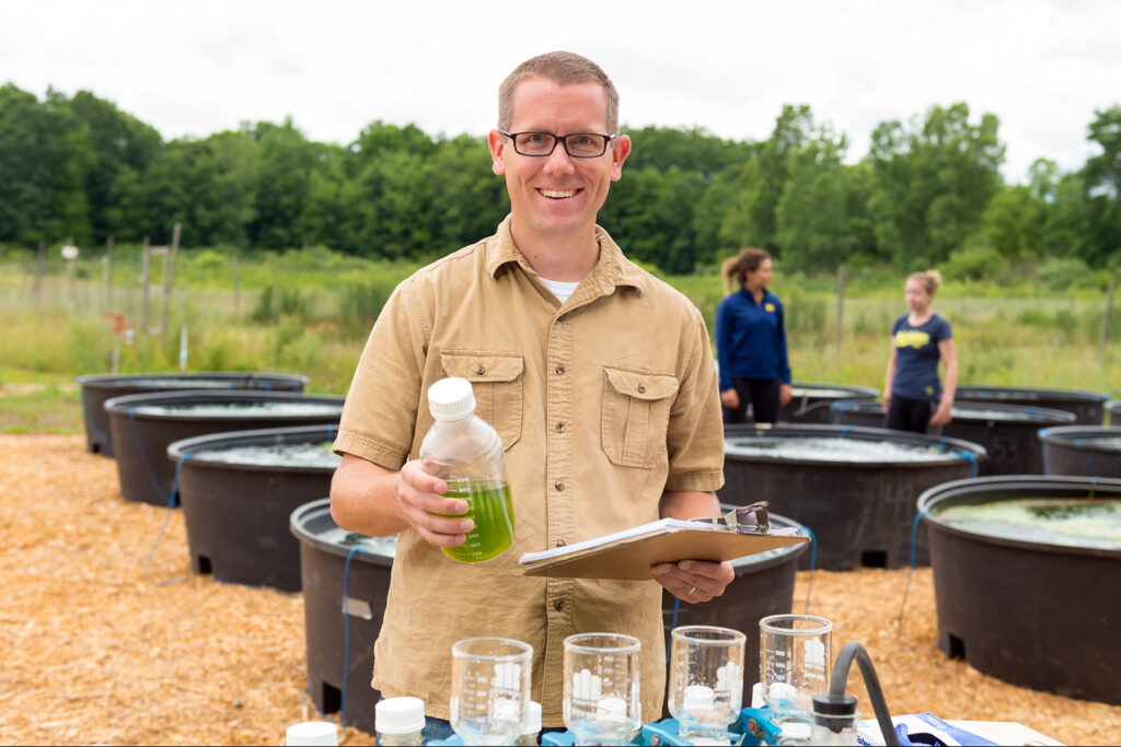 Casey Godwin, a postdoctoral research fellow at the University of Michigan School for Environment and Sustainability. Photo taken July 1, 2016, at U-M's E.S. George Reserve near Pinckney, Mich. Photo by Daryl Marshke/Michigan Photography.
