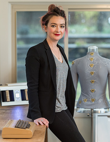Photo of Sophia Brueckner, assistant professor of art and design, and of information