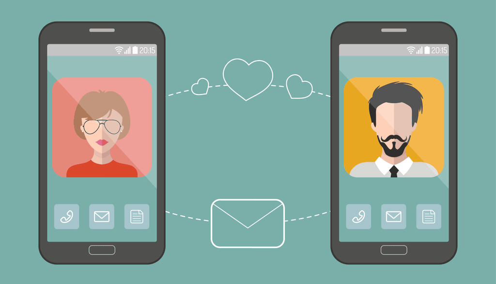 Vector illustration of online dating man and woman app icons in flat style. (istock image)