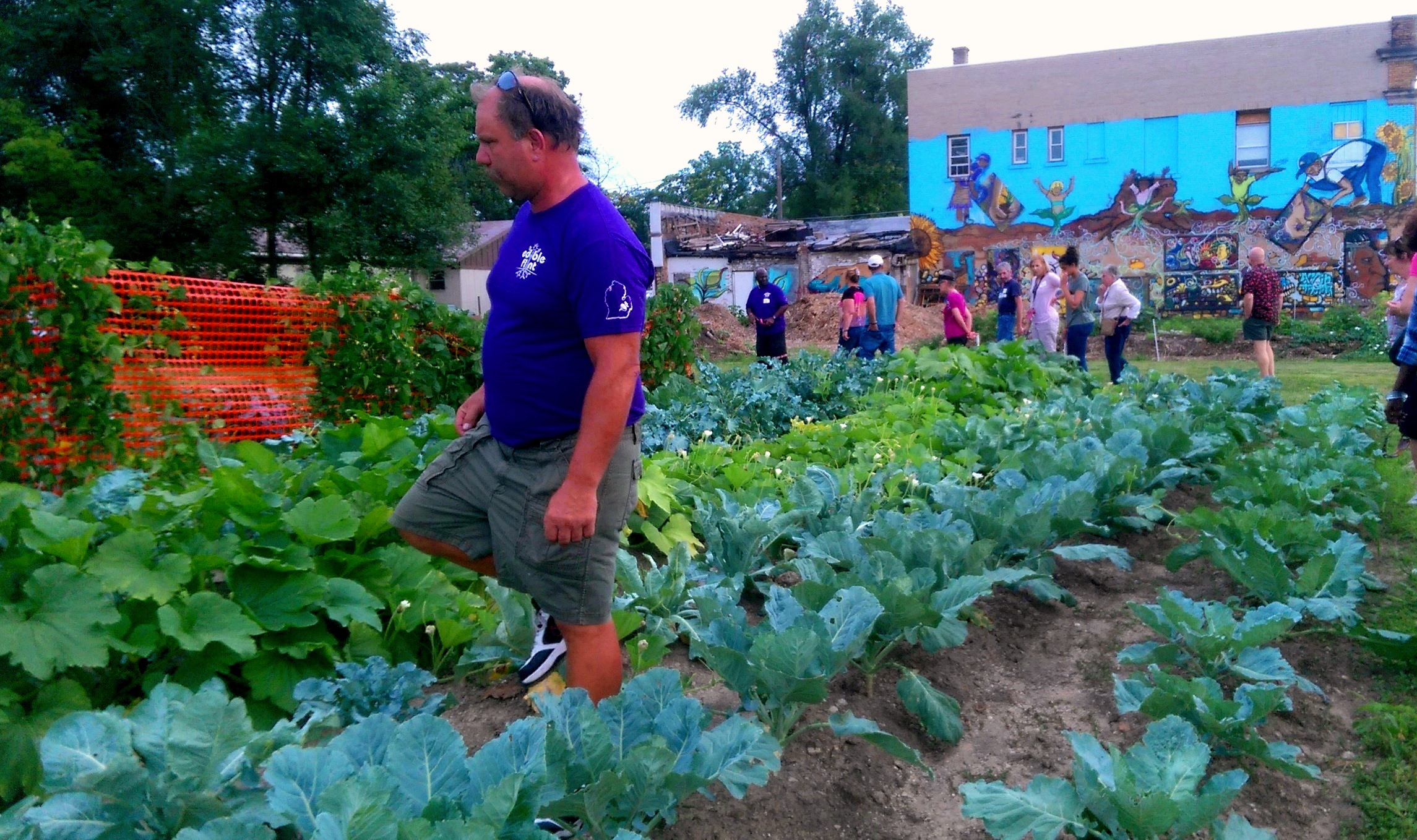 Flint residents work in a community garden, part of the Clean and Green Program developed by the Genesee County Land Bank Authority in the City of Flint. Image courtesy: Genesee County Land Bank Authority