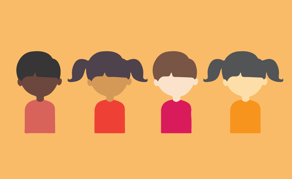 Illustrations of children. Created using Piktochart graphics