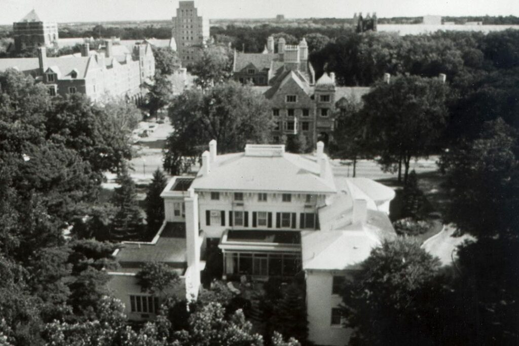 The un-private view from the south addition to the Graduate Library, circa 1970.