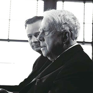 Donald Hall with poet Robert Frost, 1962. (Image: Bentley Historical Library.)