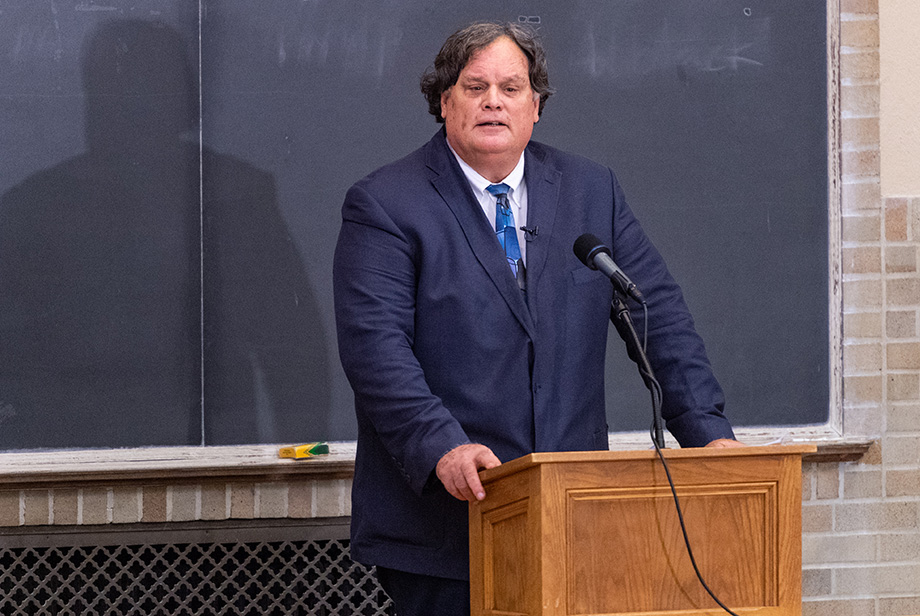 Photo of Gene Nichol delivering the Academic Freedom Lecture