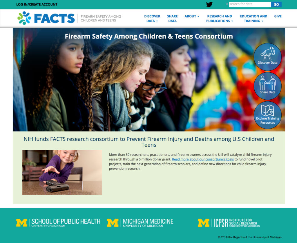 Screenshot of FACTS website homepage.