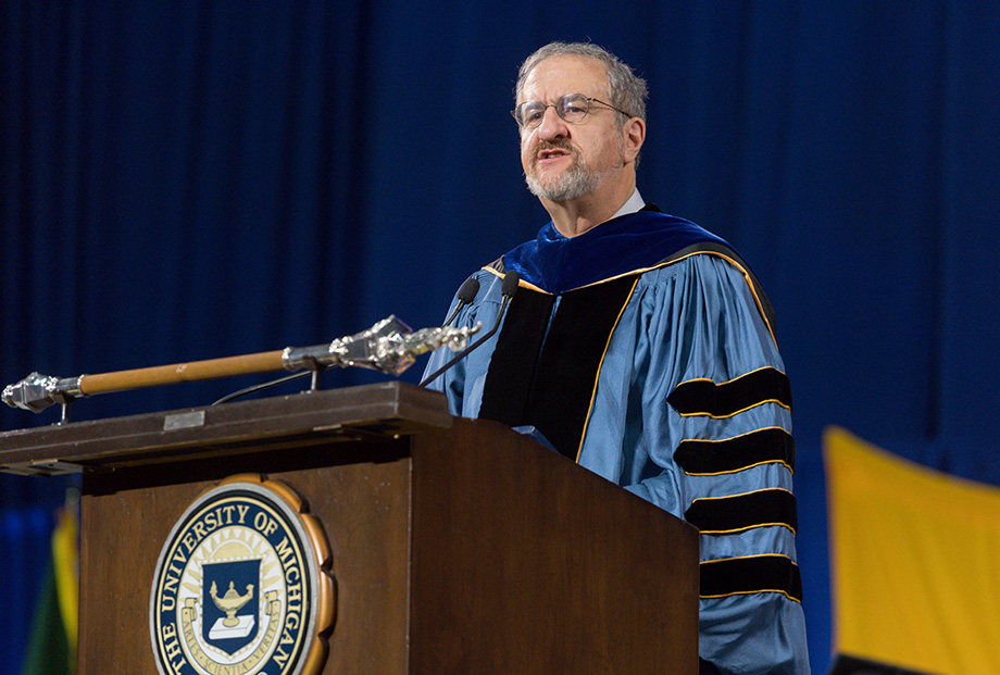 Photo of President Mark Schlissel at 2018 Winter Commencement