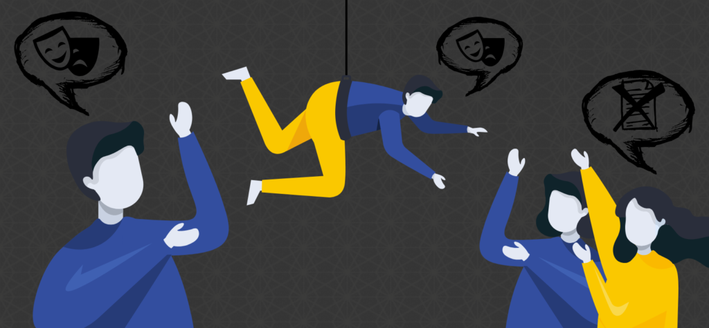 Concept illustration of teens performing without scripts. Illustration credit: Ilma Bilic