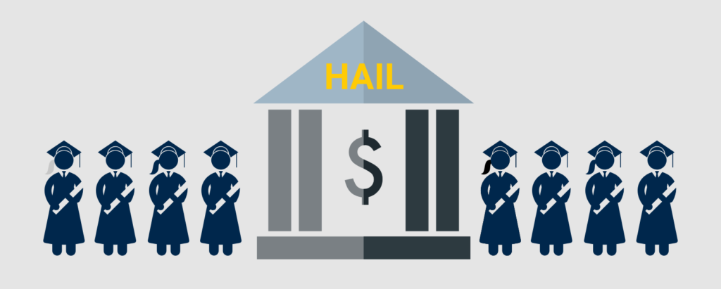 Concept illustration of graduates and a scholarship. Illustration credit: Ilma Bilic
