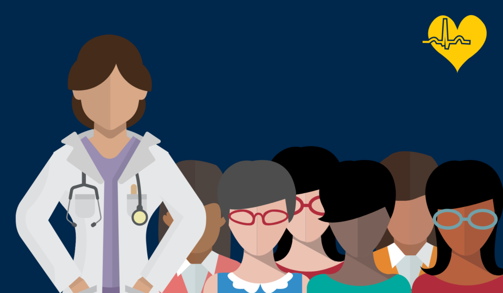 Concept illustration of women going to the hospital for a check-up. Illustration credit: Ilma Bilic