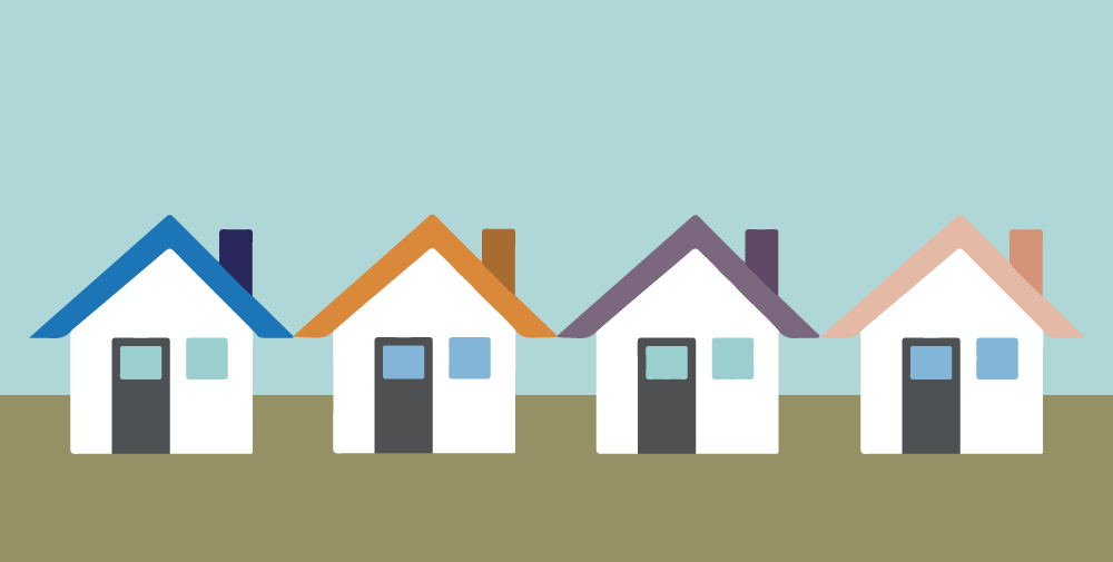 Concept illustration of homes in a neighborhood. Illustration credit: Kaitlyn Bukema