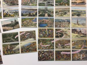 David Opdyke, This Land, wall mural of vintage postcards.