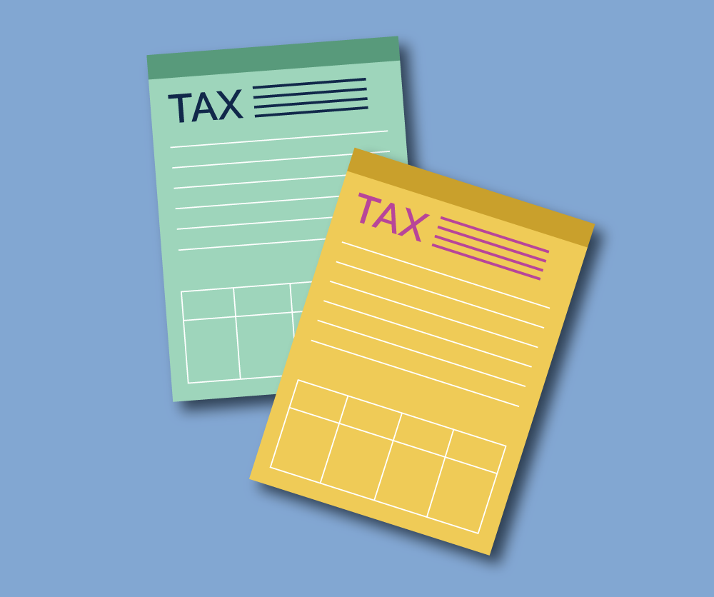 Illustration of tax forms. Illustration credit: Kaitlyn Beukema