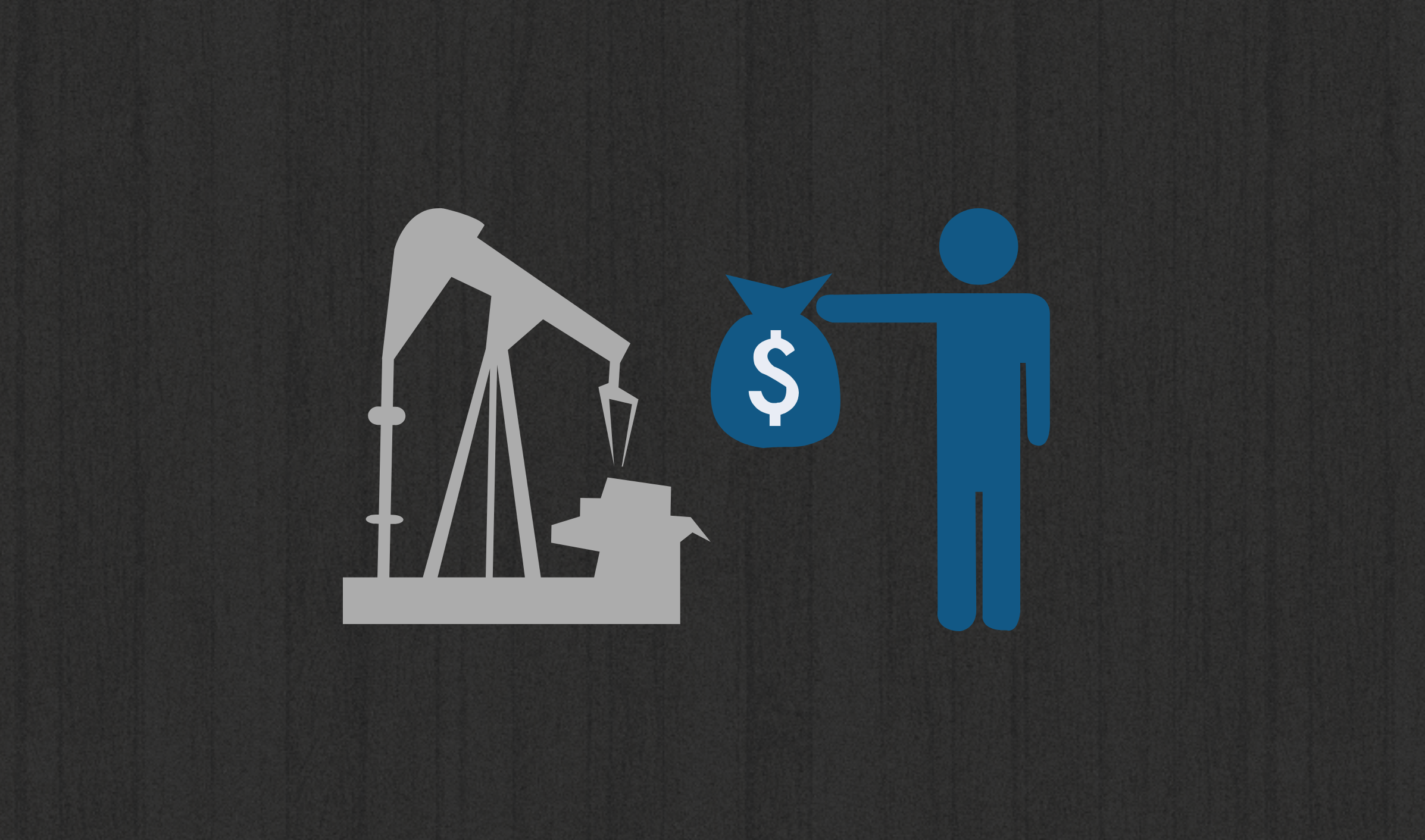 Icons of oil rig and employee receiving pay