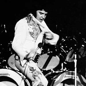 Elvis at Crisler on a motorcycle