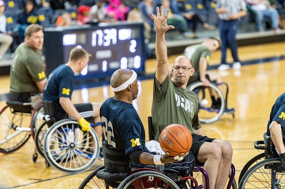 Photo of Army player blocking a shot