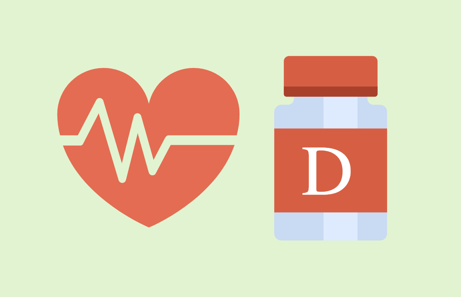Heart rate icon and illustration of Vitamin D pills
