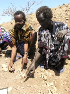 Discoverers of the GWM67 locality and major hominin fossils (2005). Asa Hamad Humet (left), Ali Ma’anda Datto (right). Image credit: Scott Simpson, CWRU School of Medicine.