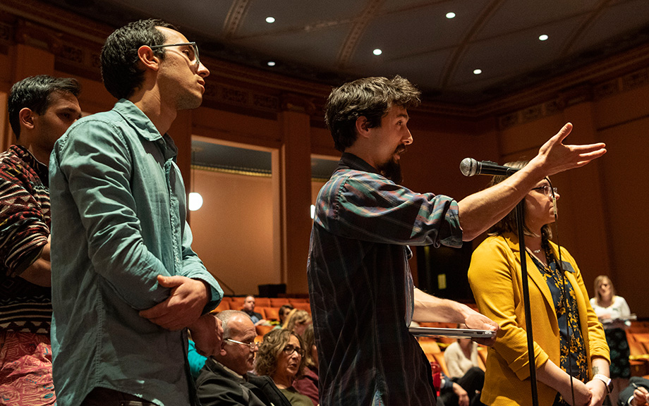 Photo of Noah Weaverdyck asking a question