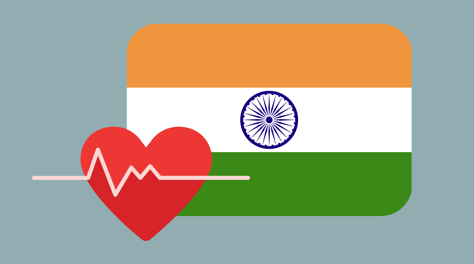 Icons of a heart rhythm and flag of India.