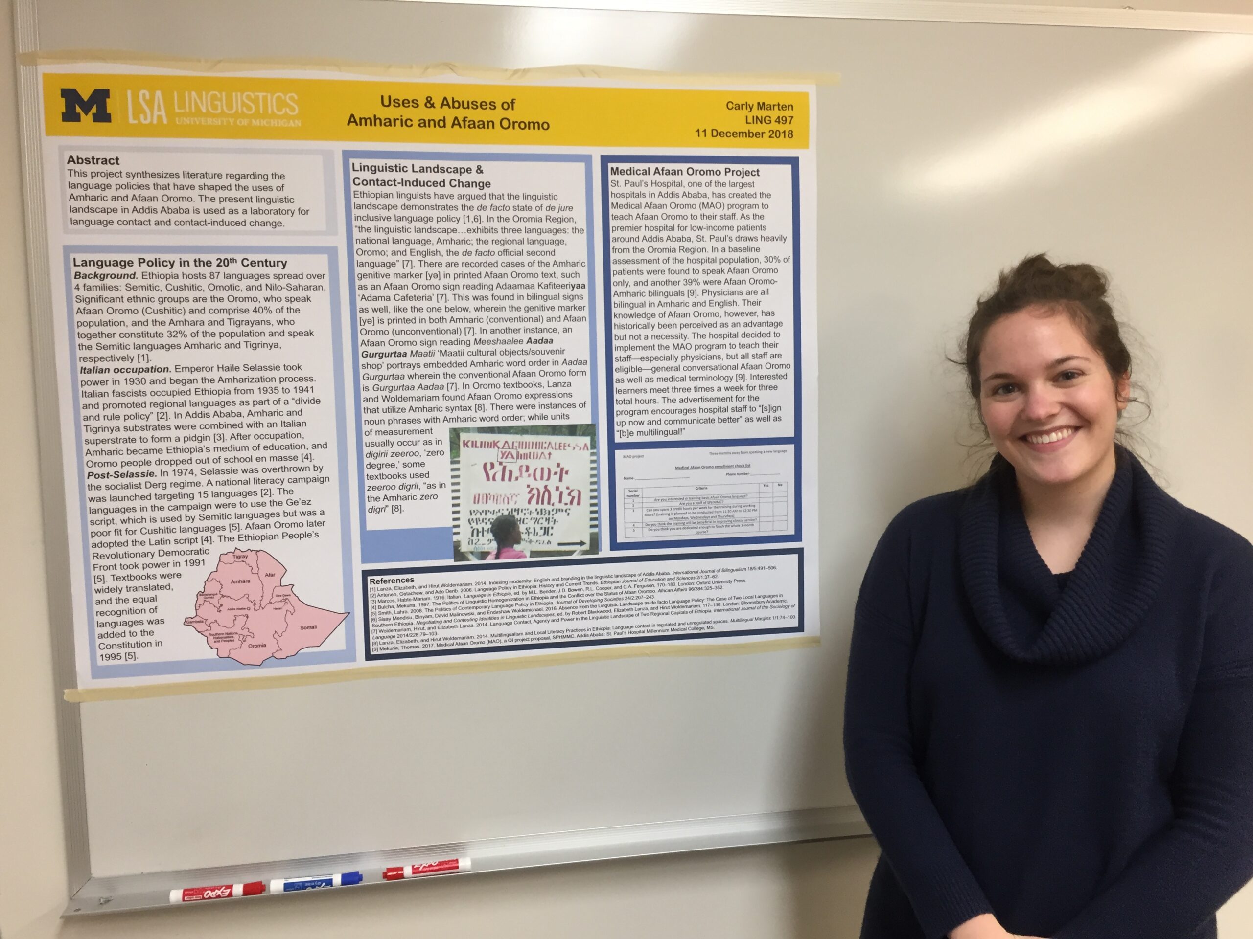 Carly Marten with her undergraduate thesis.
