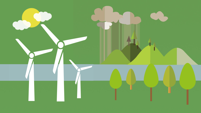 Illustration of green new deal environment. Illustration credit: Ilma Bilic