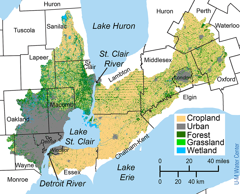 Land use map of Detroit River watershed