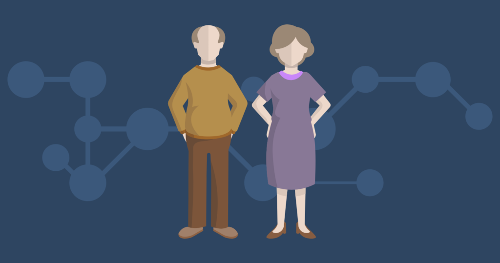 Icons of elderly man and woman