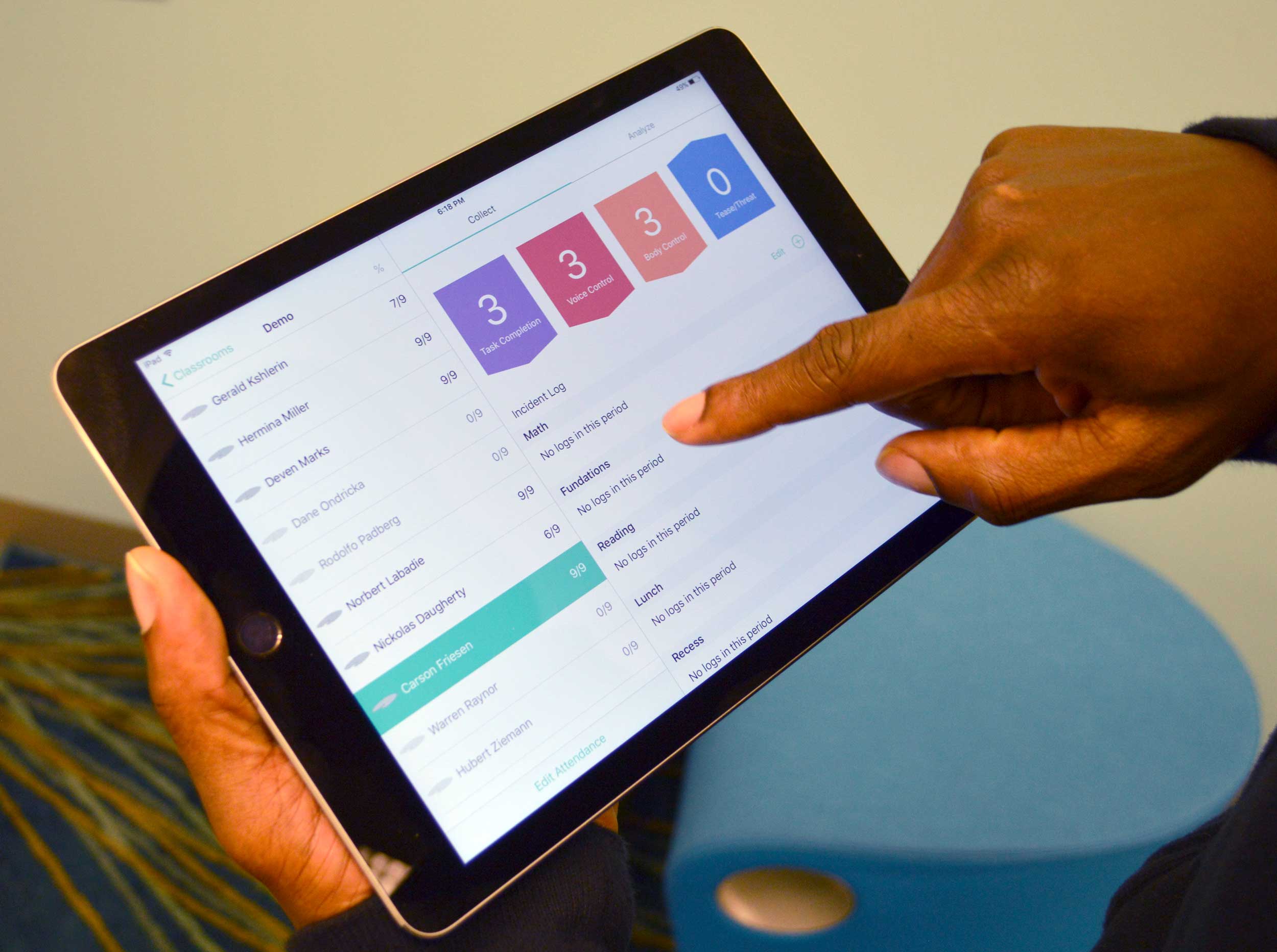 An iPad app lets students earn points for safe and appropriate behaviors, using categories that help students understand what is expected of them. Image courtesy: U-M School of Information