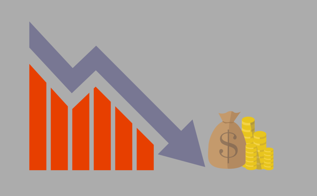 Icon of negative slope graph.