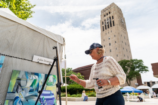 Photo of artist working at Art Fair 2018