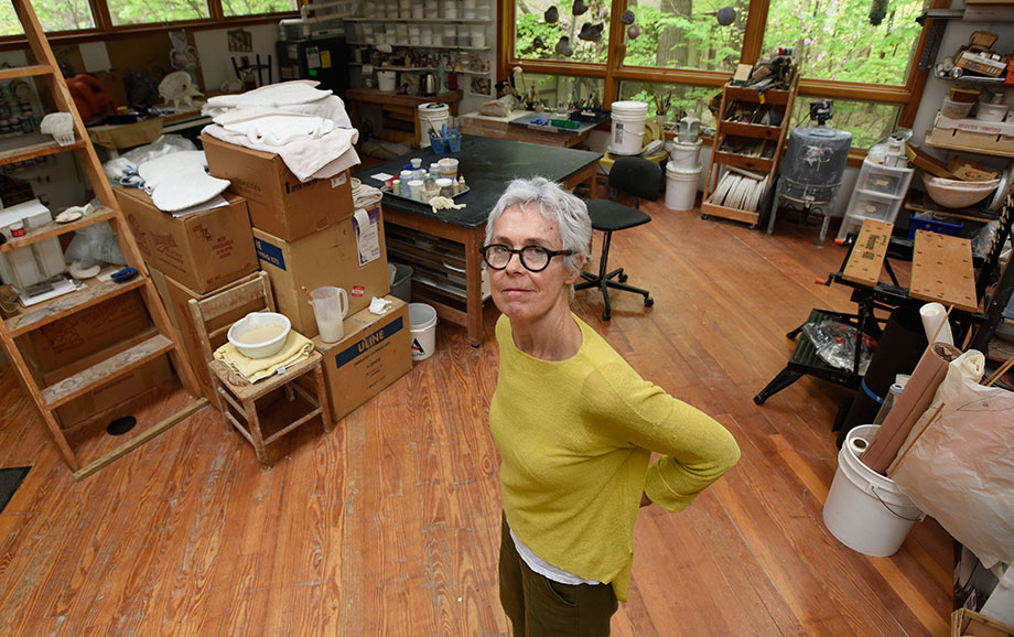 Photo of Susan Crowell in her studio.