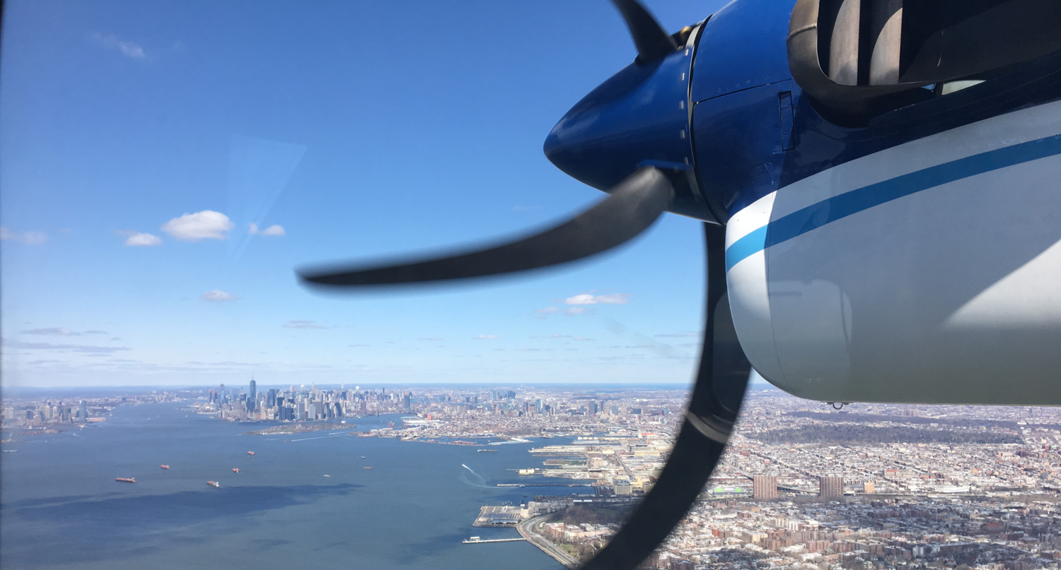 A NOAA Twin Otter aircraft over the Hudson on a 2018 research mission. Image credit: Eric Kort, U-M