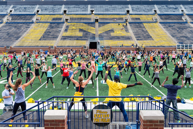 Photo of faculty and staff at last year’s “Be Well in the Big House” at Michigan Stadium.