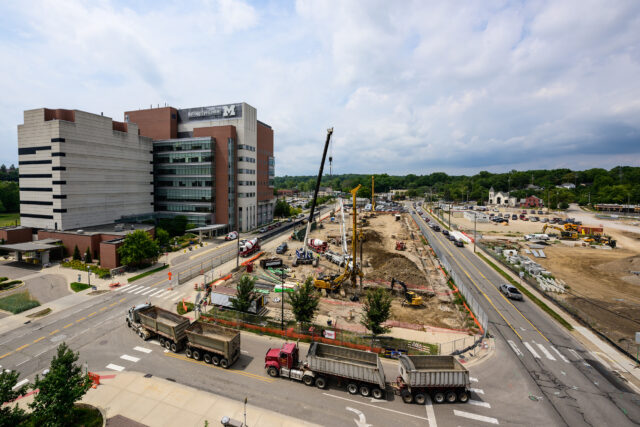 Construction of a new seven-level parking structure is underway on Wall Street.