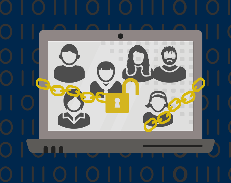 Concept illustration of a computer with unlocked lock. Illustration credit: Chloe Oliva