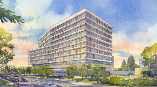 Artist's rendering of the new hospital planned for the Medical Campus.