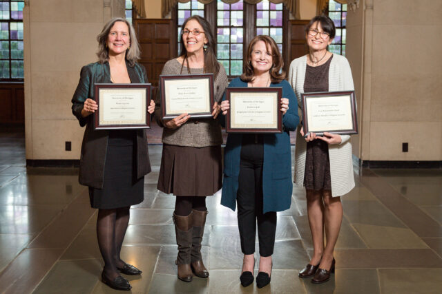 Photo of Paula Caproni, Holly Peters-Golden, Kathleen Jodl and Ewa Malachowska-Pasek. the 2019-20 Collegiate Lecturers.