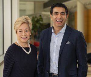 Judith Tam, president of the RIchard Tam Foundation, with Sachin Kheterpal, M.D., M.B.A., co-director of Precision Health at U-M Image credit: Michigan Medicine