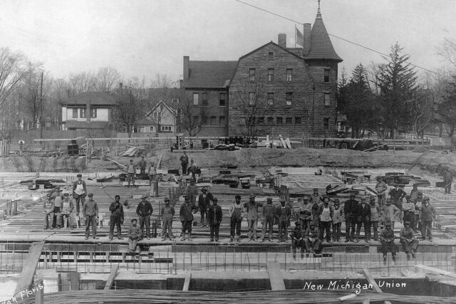 Historical photo of a work crew when construction on the Union began in 1916. 