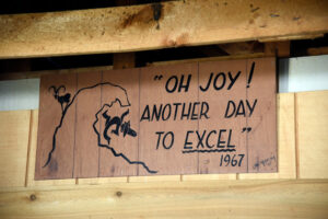"Oh Joy" sign at the Camp Davis Mess Hall.