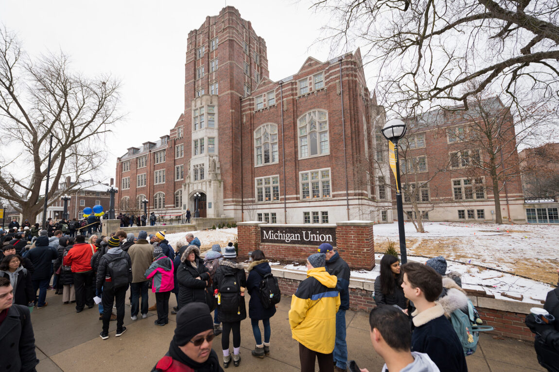 Members of the campus community lined up Monday morning, waiting to enter the renovated Union and witness the day's festivities.