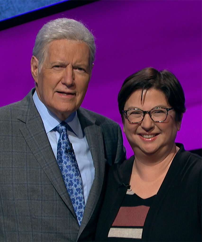 Photo of Lisa Murray with "Jeopardy!" host Alex Trebeck.