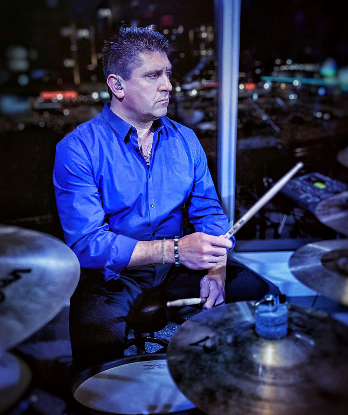 Theo Chalogianis, the first lead police officer embedded in the Michigan Medicine community, plays drums in a Greek band called Oneiro, which is Greek for “dream.”