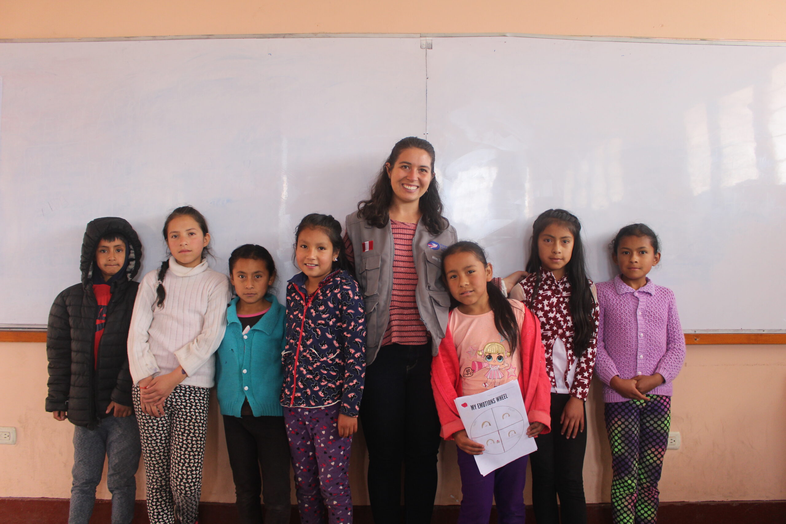 Abbey Edwards and a few students from her English classes. Image credit: Peace Corps Students