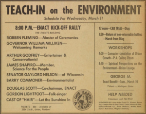 Day one schedule for teach-in, 1970