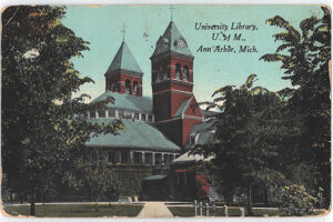 Old U-M Library, postcard