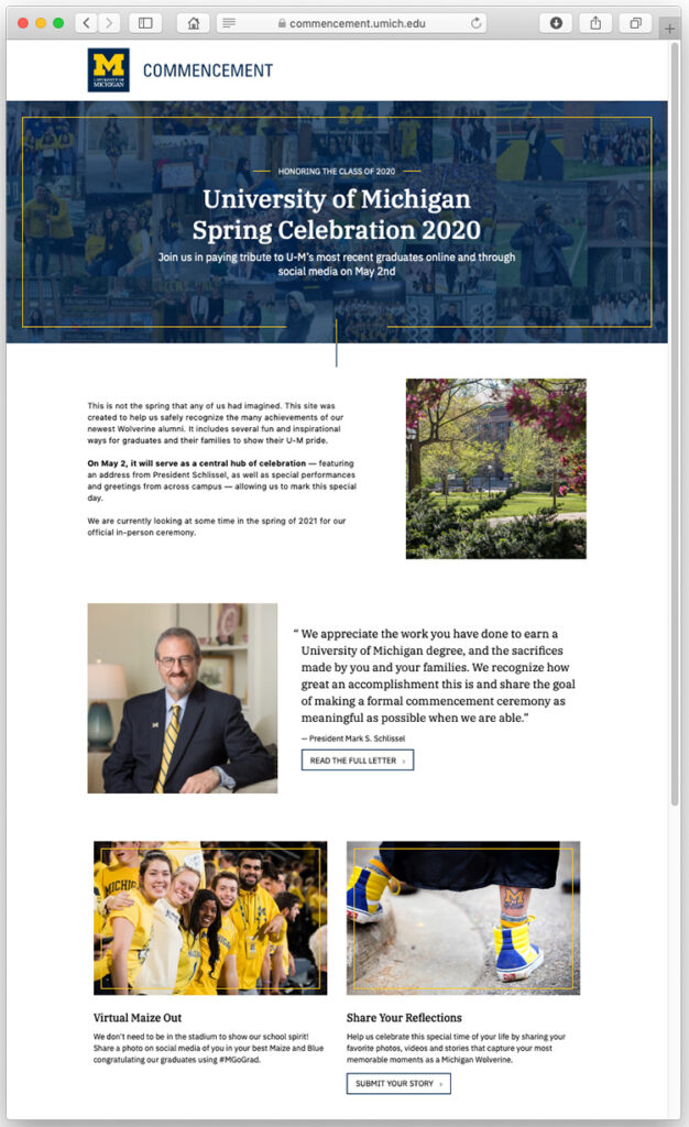 Screen shot of Spring Celebration page.